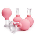 4 PCes que os copos de borracha cor-de-rosa do corpo da massagem limpam vidros colocando enfrentam celulites dos copos faciais do corpo de levantamento da pele anti