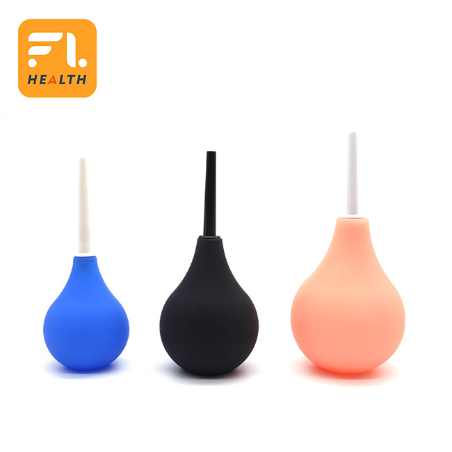 Kit de lâmpada de enema de silicone preto 7.6oz Chuveiro anal limpo com mangueira de 19.7 polegadas